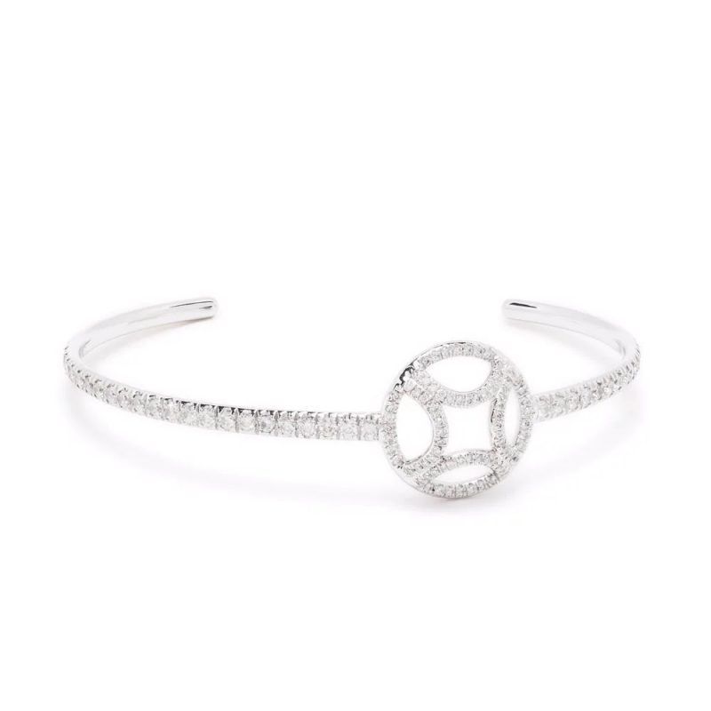 Bangle bracelet Perpétuelle pavé - 18k white gold lab grown diamond Loyale Paris