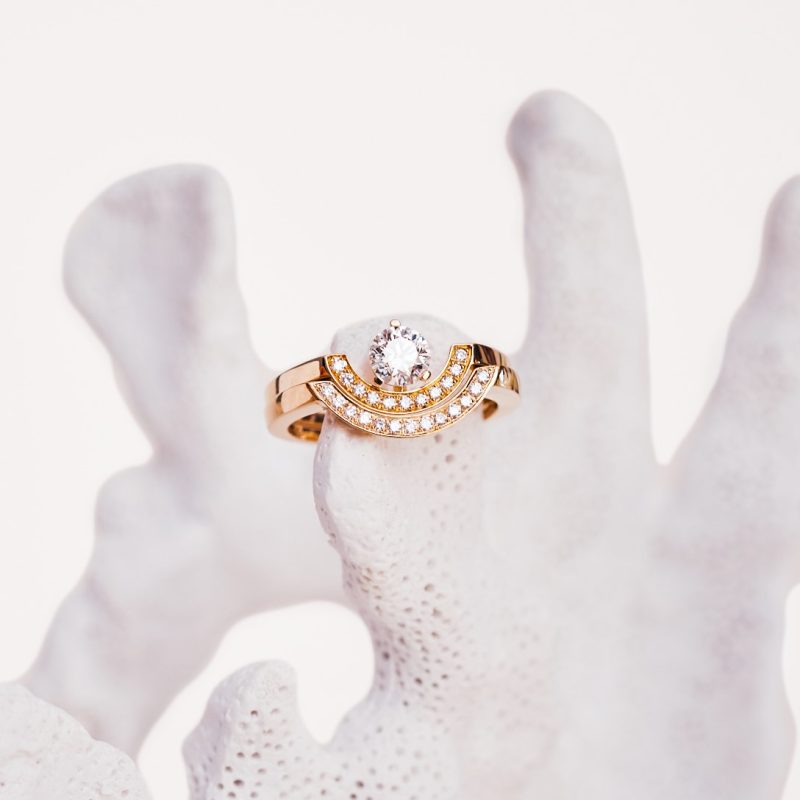 Ring Intrépide grand arc pavée - 18k rose gold lab grown diamond Loyale Paris 3