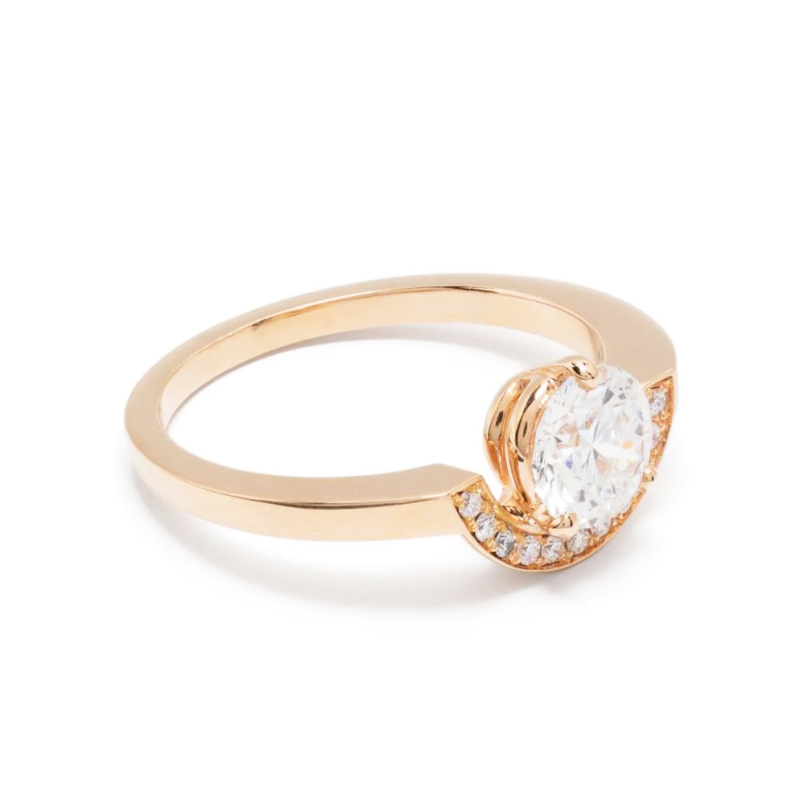 Ring Intrépide petit arc 1ct pavée - 18k rose gold lab grown diamond Loyale Paris 1