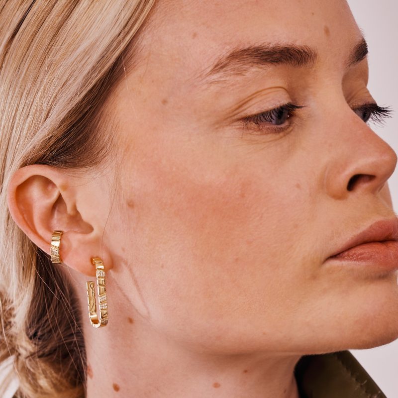 Earrings Ride Love semi-pavees Medium - 18k recycled yellow gold lab grown diamonds loyale paris fine jewelry 8