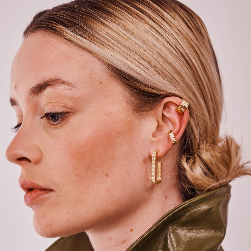 Earrings Ride & Love pavées Medium - 18k recycled yellow gold lab grown diamonds loyale paris fine jewelry 6