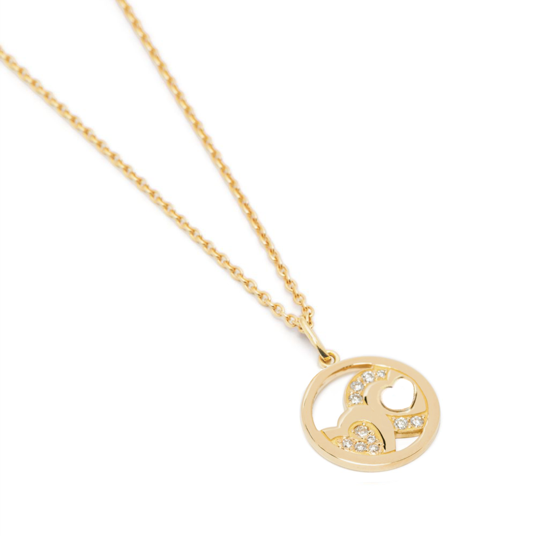 Charm Amour on Fine Chain - 18k yellow gold