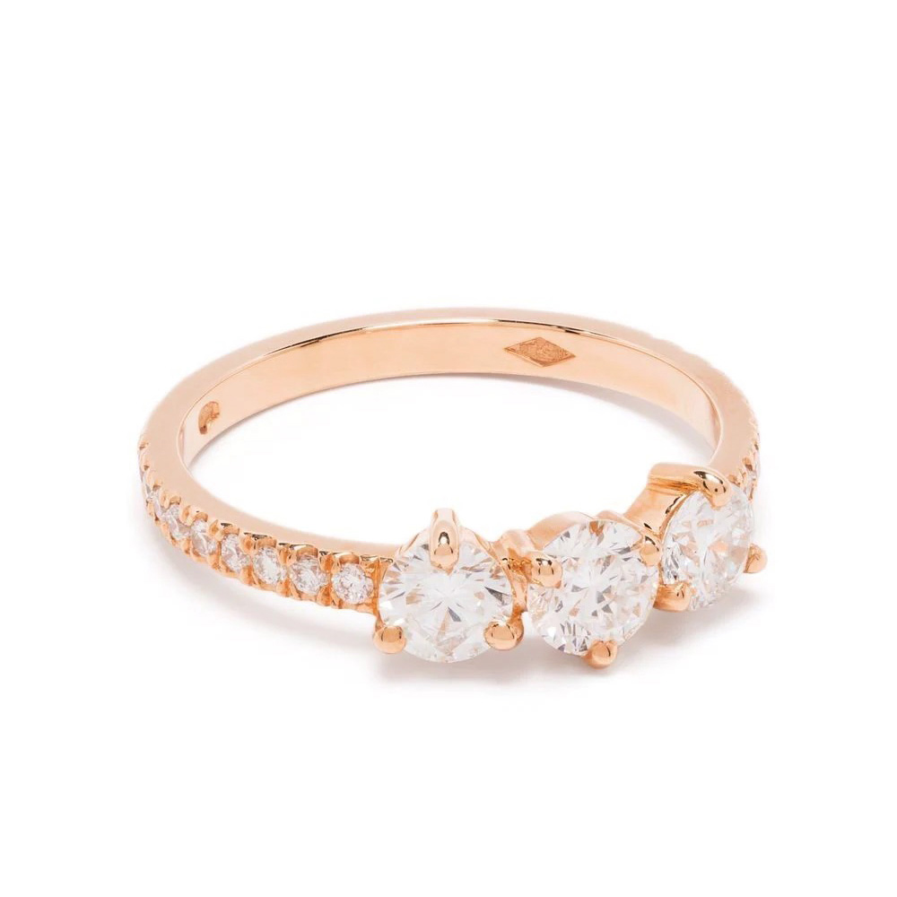 Solitaire Les Absolues Encore Plus 025ct pavé - 18k rose gold lab grown diamond Loyale Paris 1