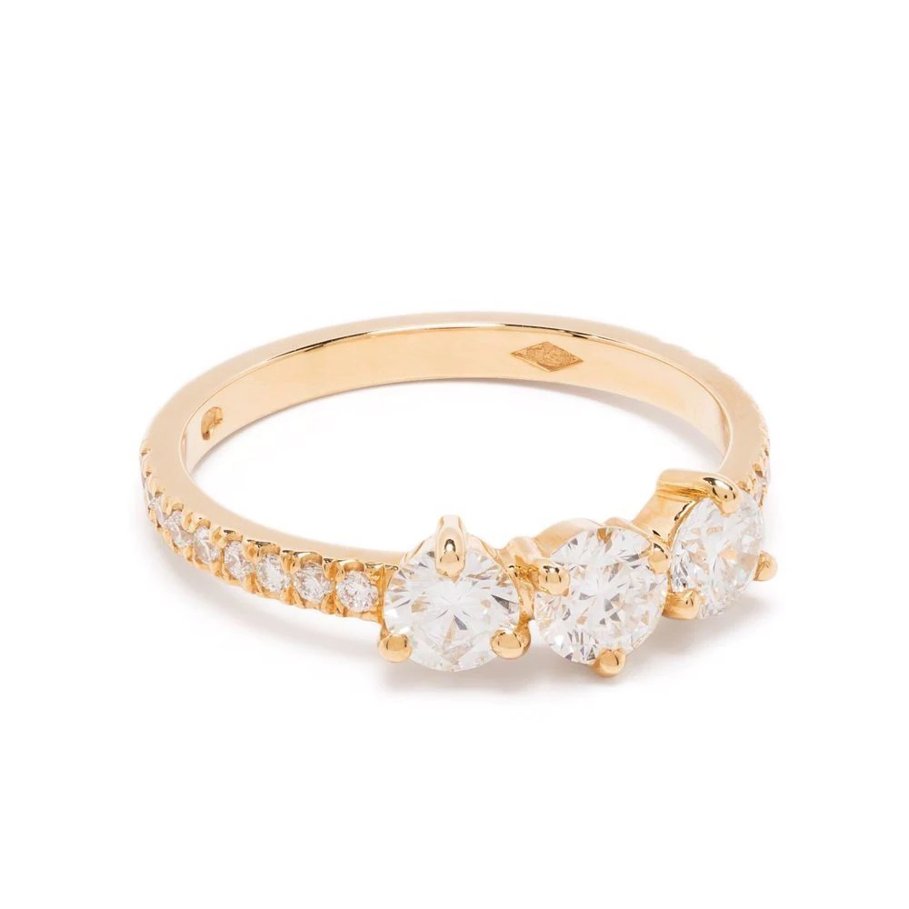 Solitaire Les Absolues Encore Plus 025ct pavé - 18k yellow gold lab grown diamond Loyale Paris 1