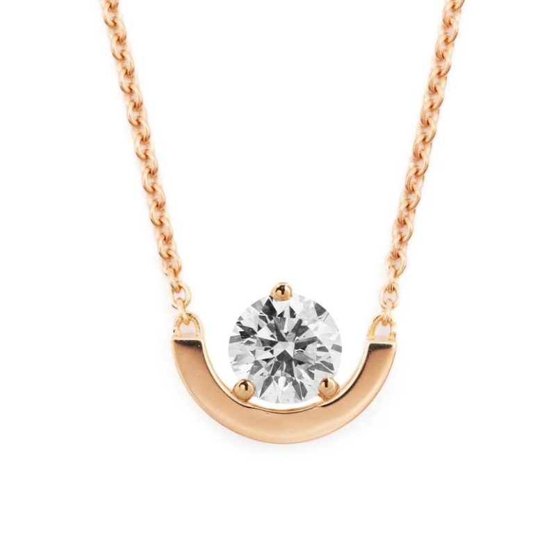 Necklace Intrépide Petit Arc 1ct - 18K rose gold lab grown diamond Loyale Paris 1