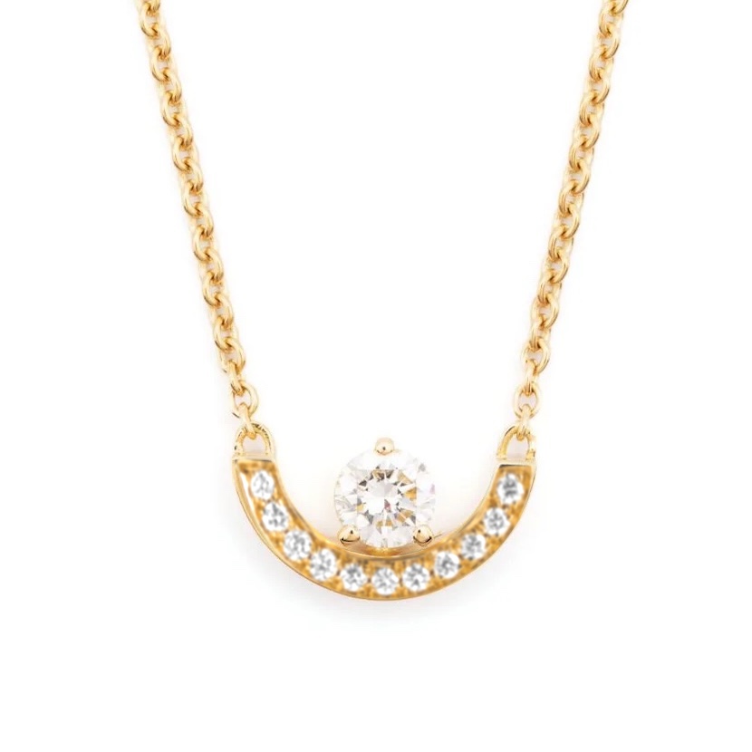 Necklace Intrépide Petit Arc Pavé 0.25ct - 18K yellow gold lab grown diamond