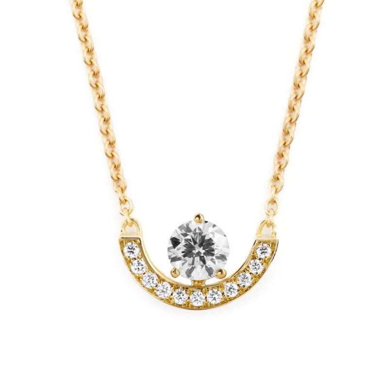 Necklace Intrépide Petit Arc Pavé 0.5ct - 18K yellow gold lab grown diamond Loyale Paris 1