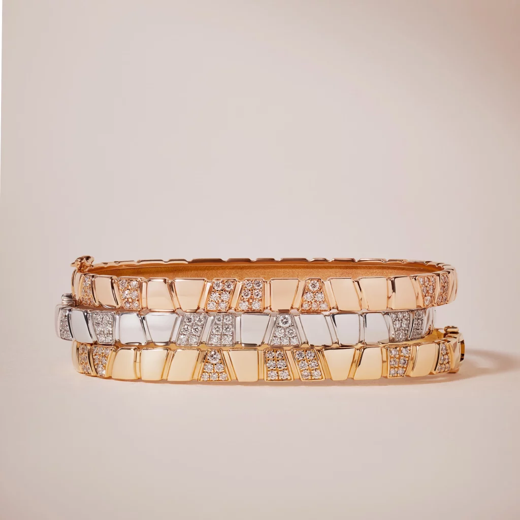 bracelets jonc collection ride and love or jaune recyclé 18k diamants synthétiques maison de joaillerie loyale paris